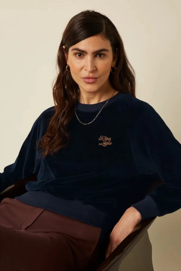 Febe Sweater Baton Velvet - Sapphire Blue