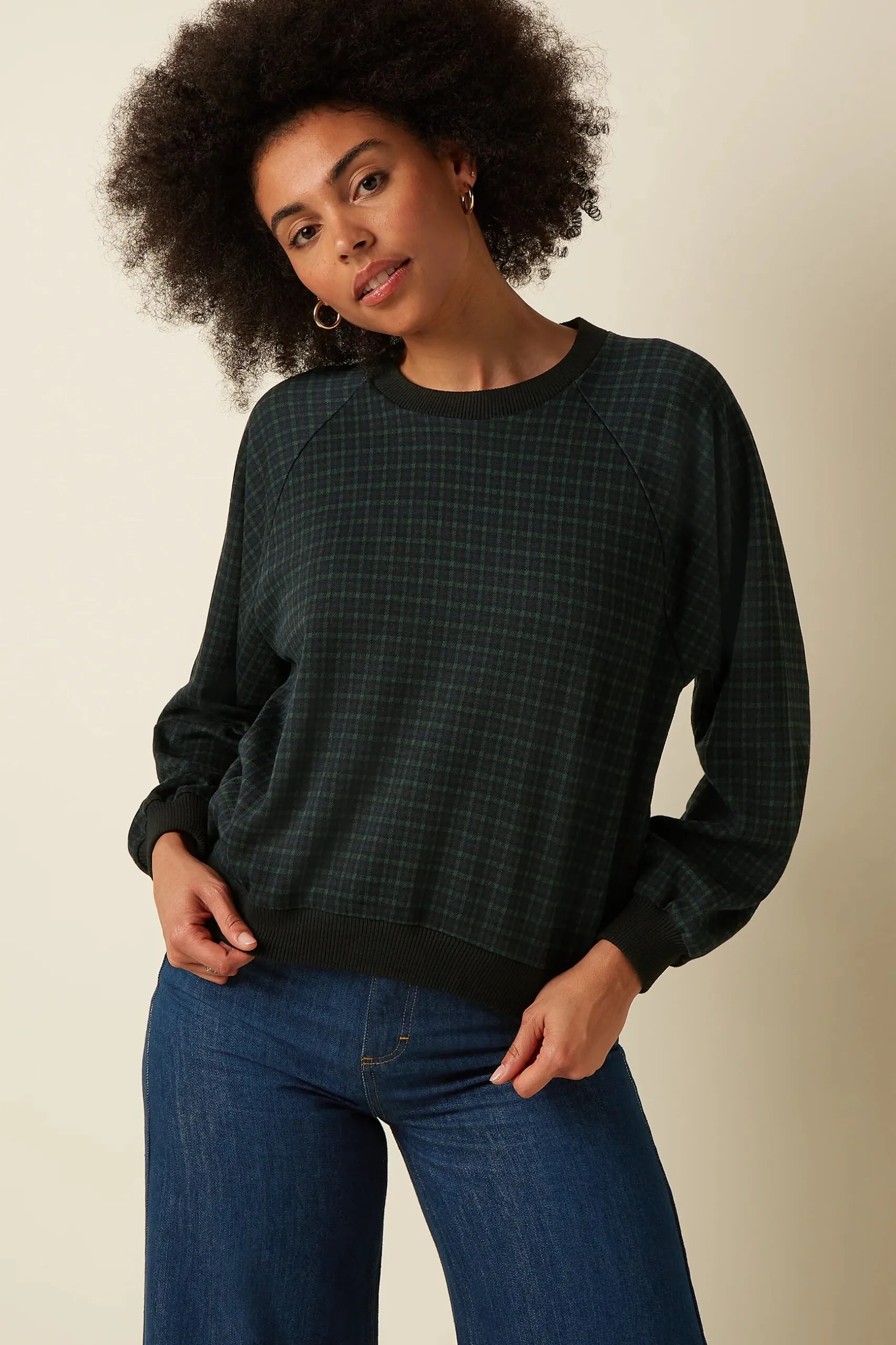 Bibi Sweater Reyna Check - Zwart