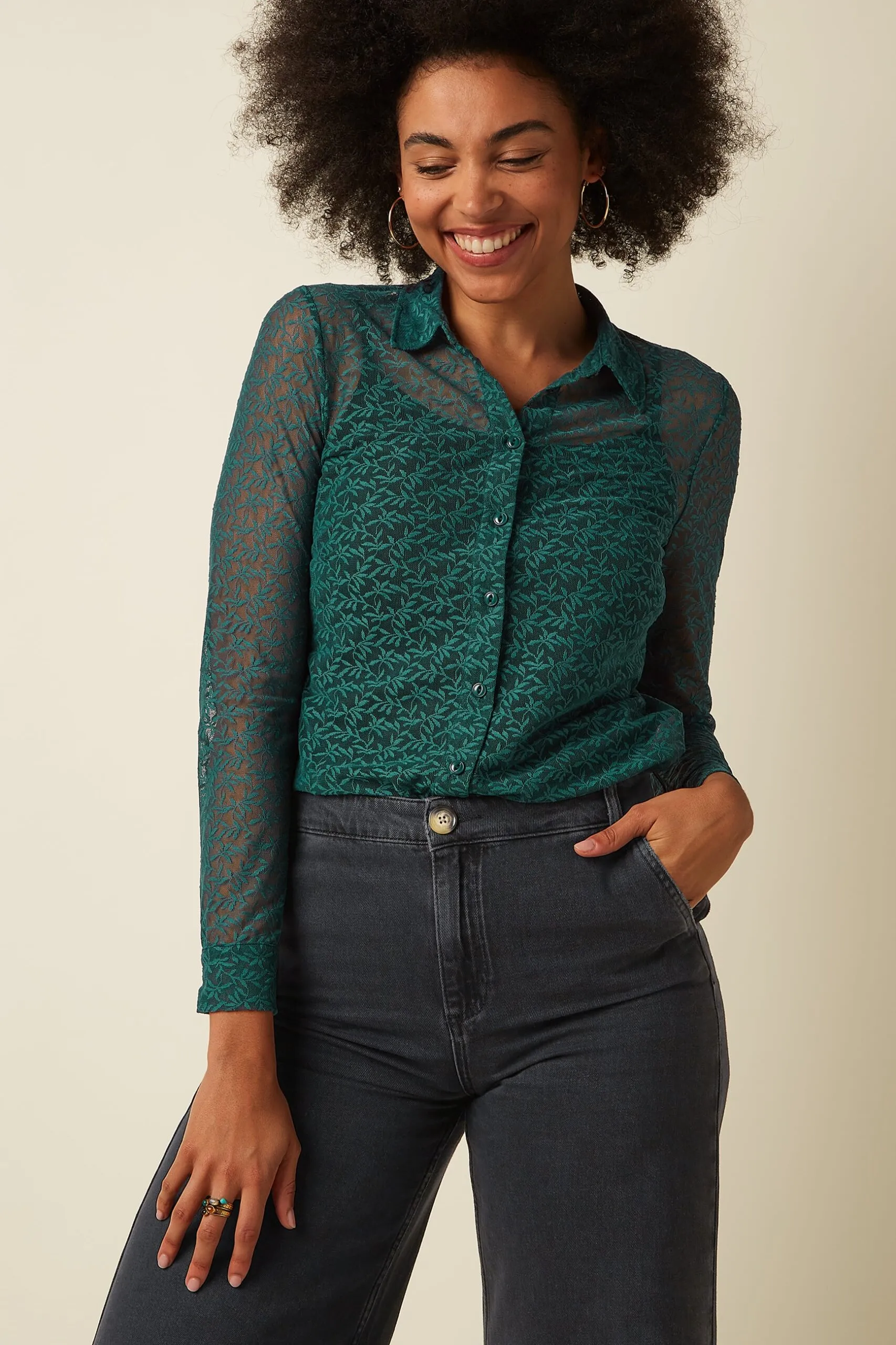 Blouse Stretch Lace - Dragonfly green - Afbeelding 2