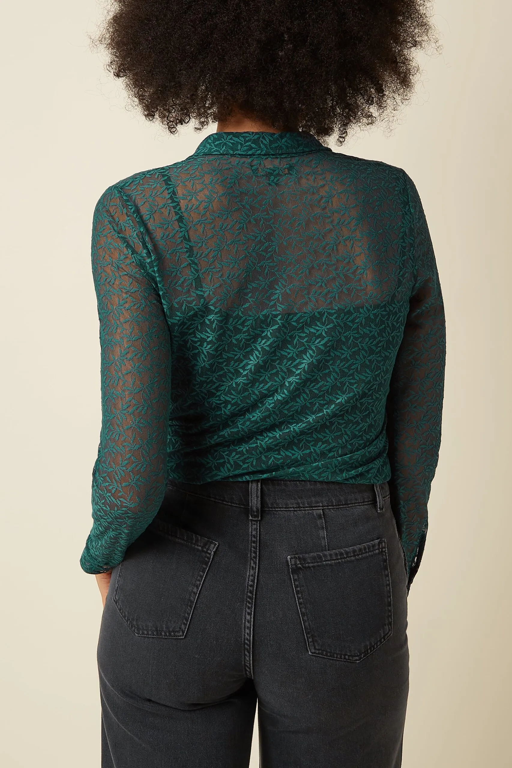 Blouse Stretch Lace - Dragonfly green - Afbeelding 3