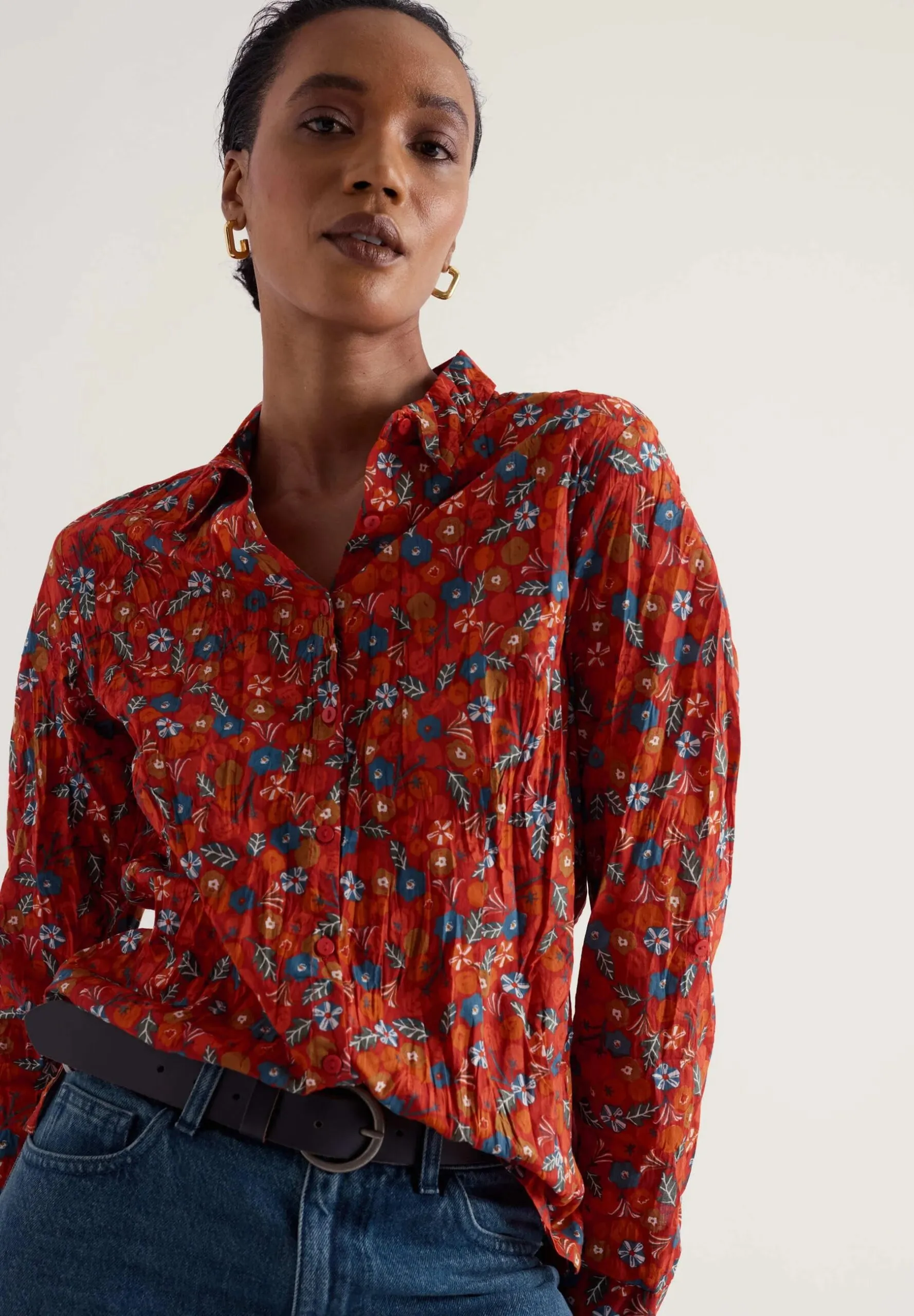 Larissa Shirt - Tomato Blooms Cinnamon