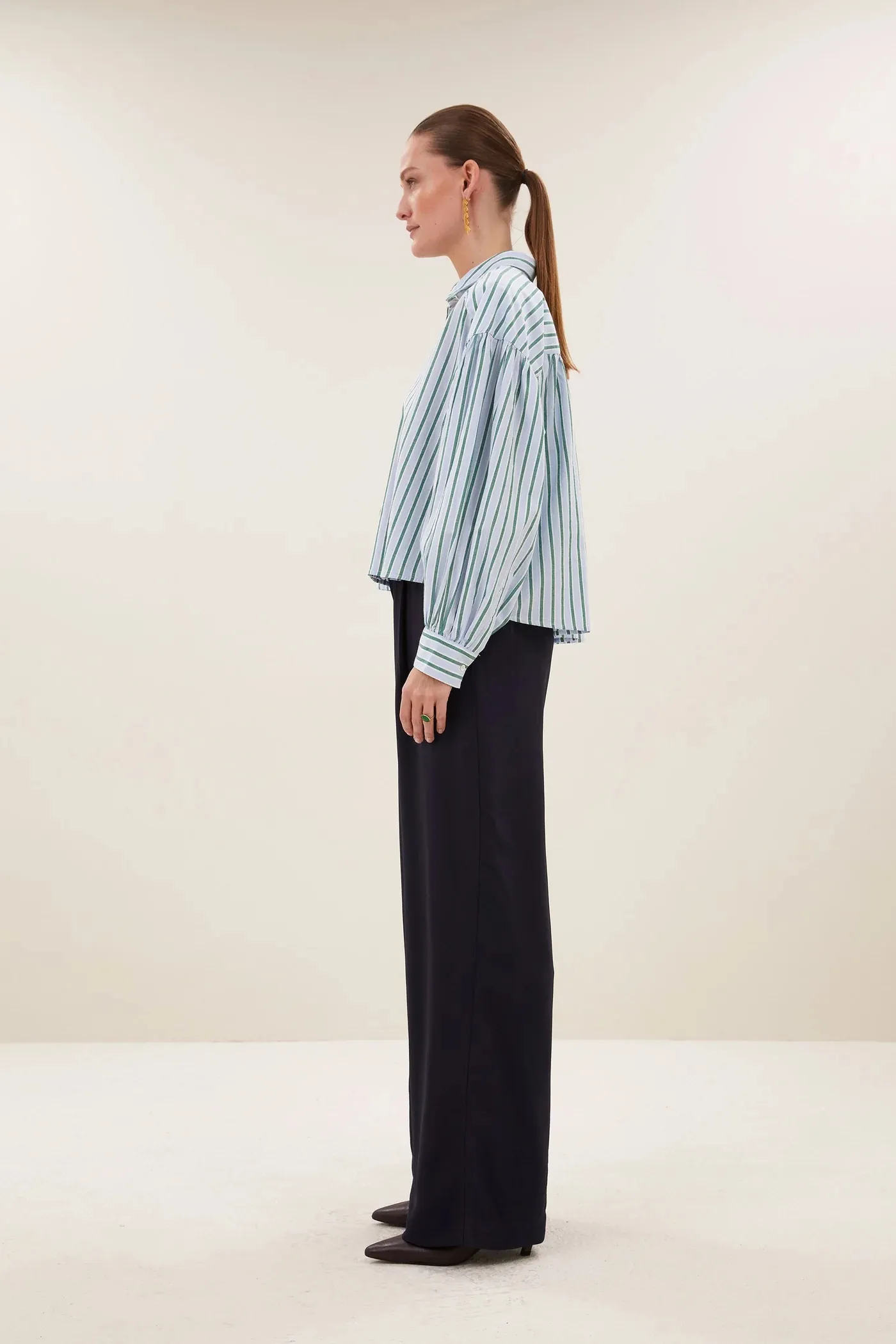 sarah short sea blouse - green sea stripe - Afbeelding 3