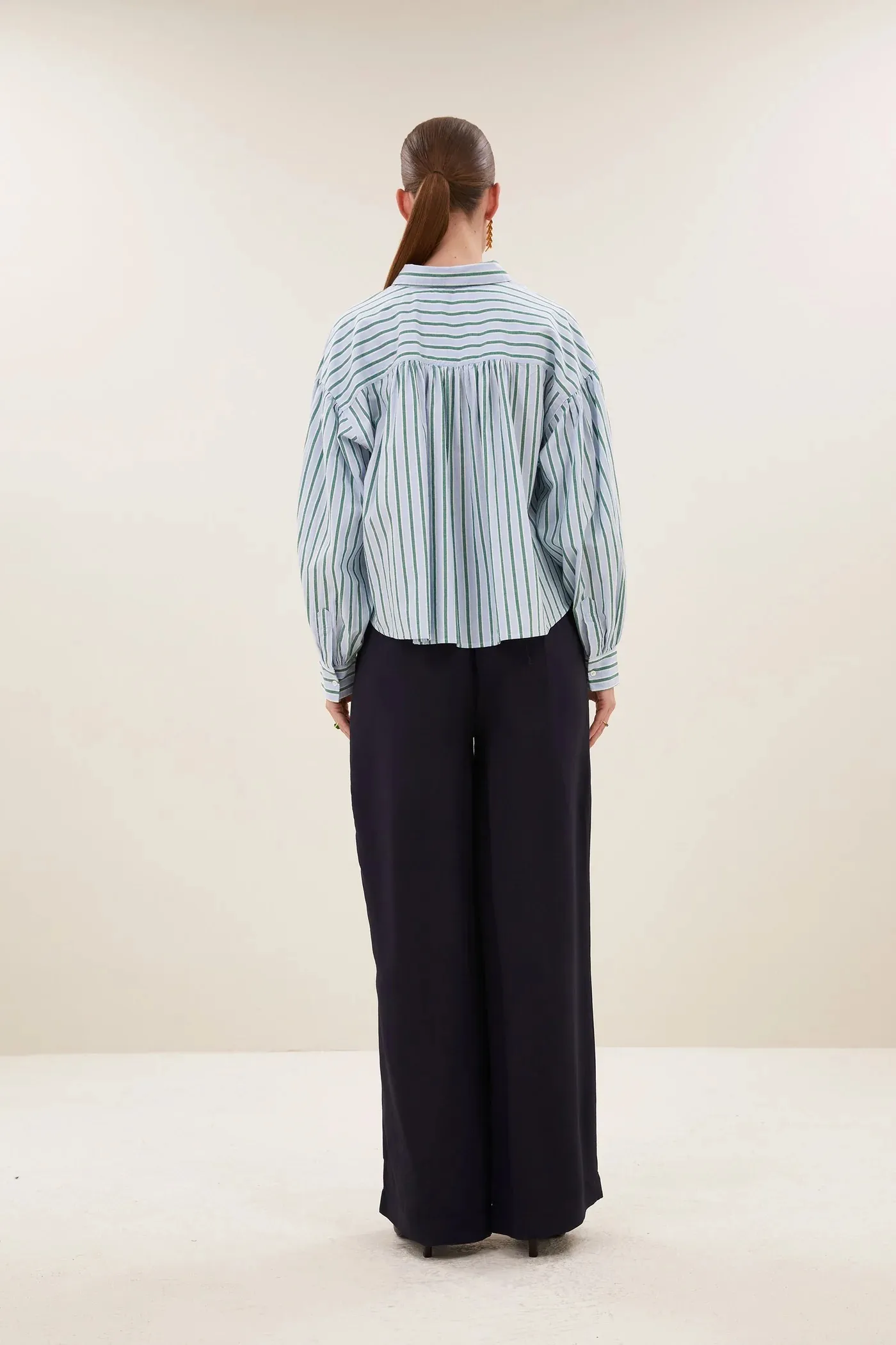 sarah short sea blouse - green sea stripe - Afbeelding 4