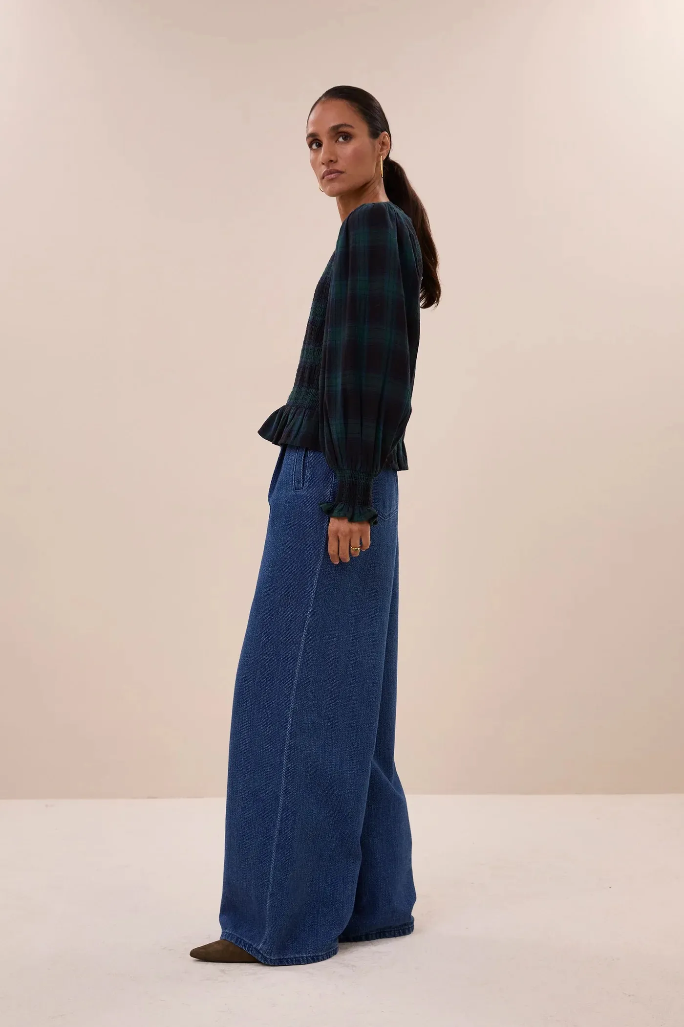 yena green check blouse - green tartan check - Afbeelding 3