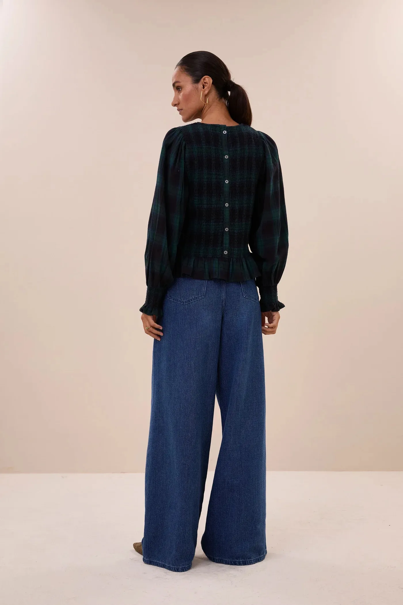 yena green check blouse - green tartan check - Afbeelding 4