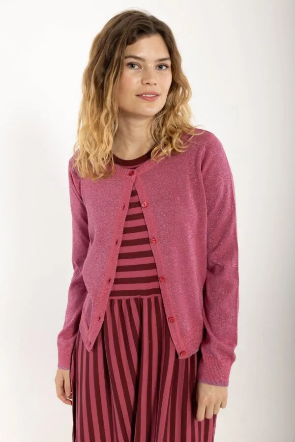 Danesaga Glitter Cardigan - Roze