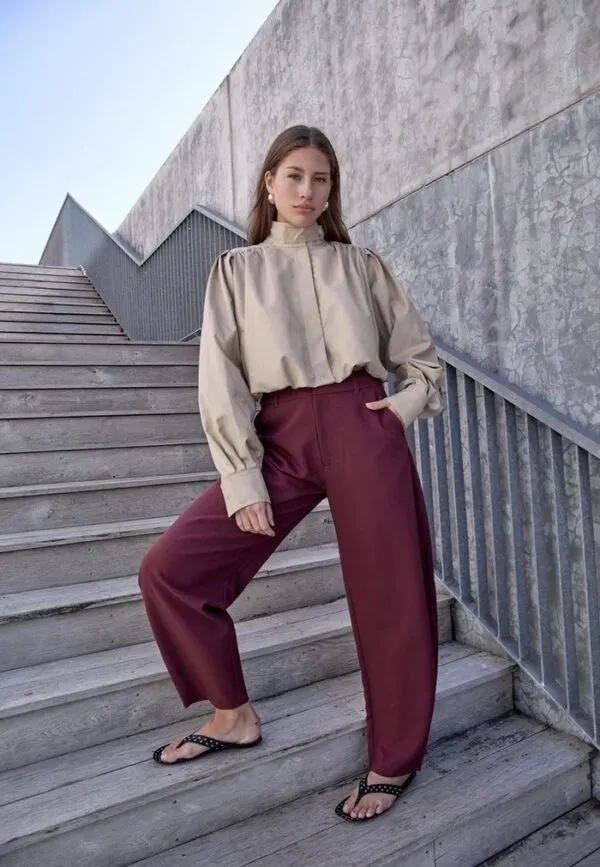 MSTindra High Waist Pant - Donkerrood
