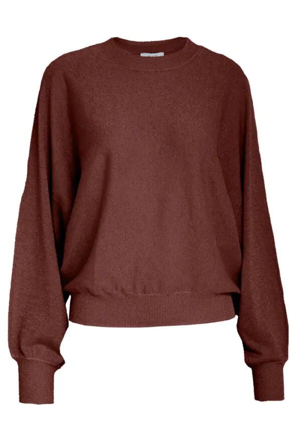 MSDana Metallic Bat Sleeve Pullover - Donkerrood