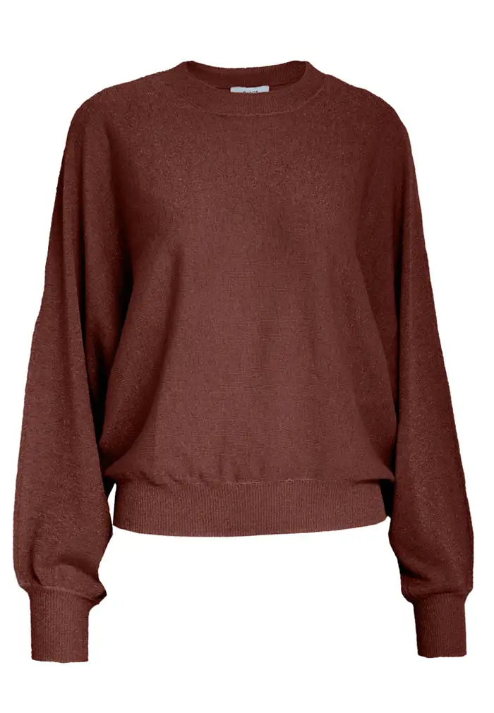 MSDana Metallic Bat Sleeve Pullover - Donkerrood