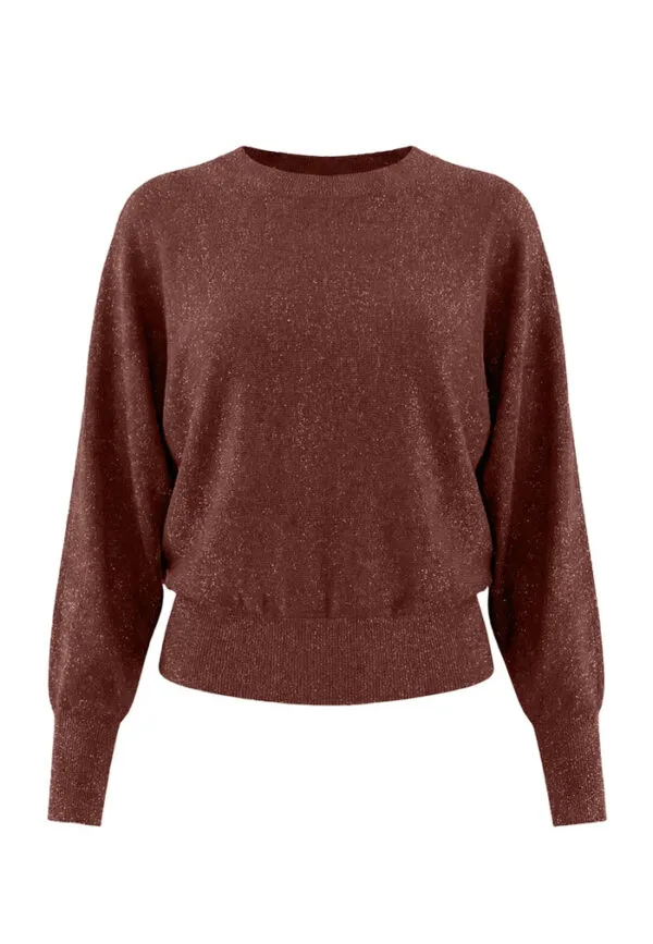 MSDana Metallic Bat Sleeve Pullover - Donkerrood