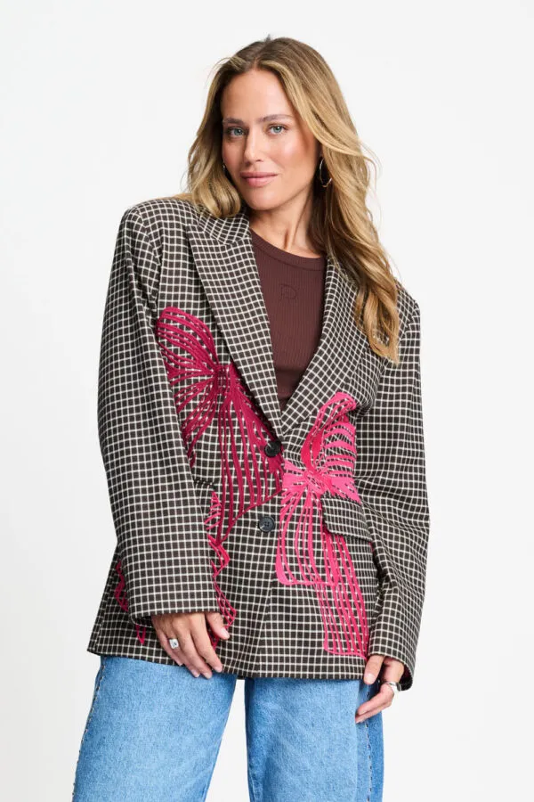 BLAZER - Laurie Bow Check Brown - Bruin