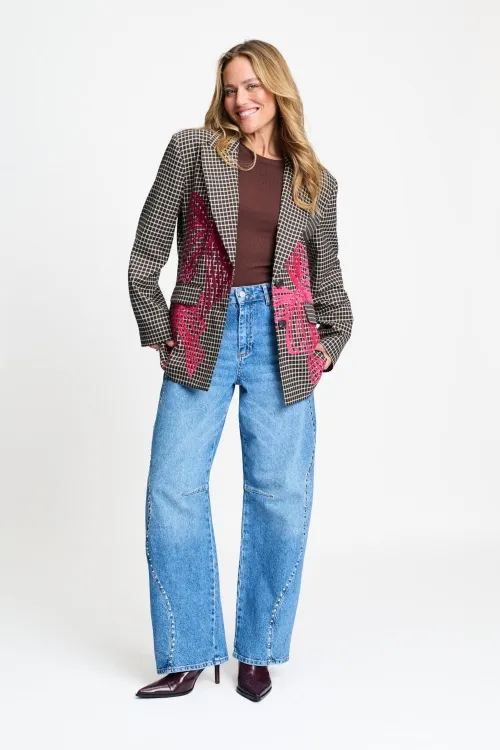 BLAZER - Laurie Bow Check Brown - Bruin