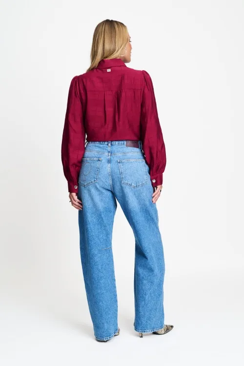 BLOUSE - Ivy Burgundy Red - Rood - Afbeelding 4