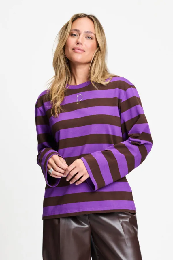 LONGSLEEVE - Joy Striped Brown Purple - Multi color