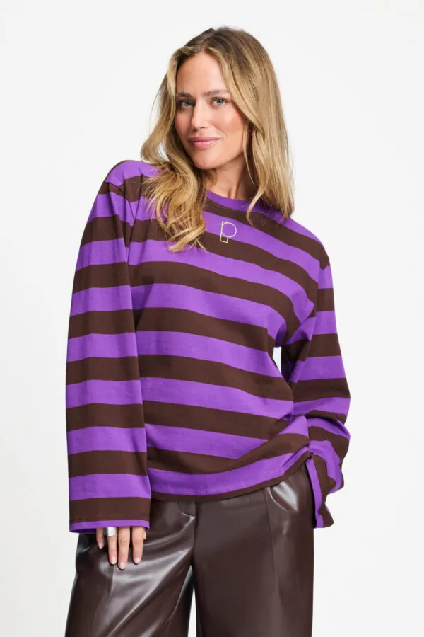 LONGSLEEVE - Joy Striped Brown Purple - Multi color