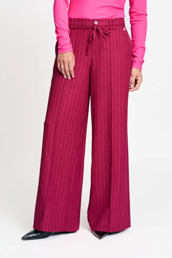 PANTS - Jess Striped Burgundy Red - Rood