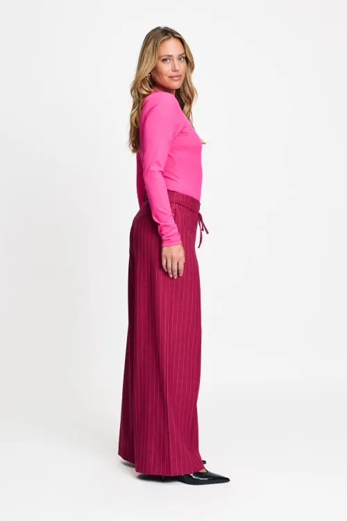 PANTS - Jess Striped Burgundy Red - Rood - Afbeelding 3