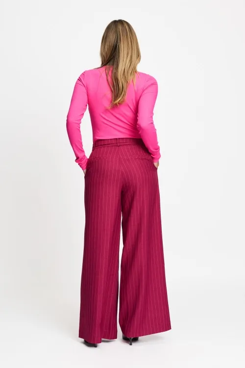 PANTS - Jess Striped Burgundy Red - Rood - Afbeelding 4