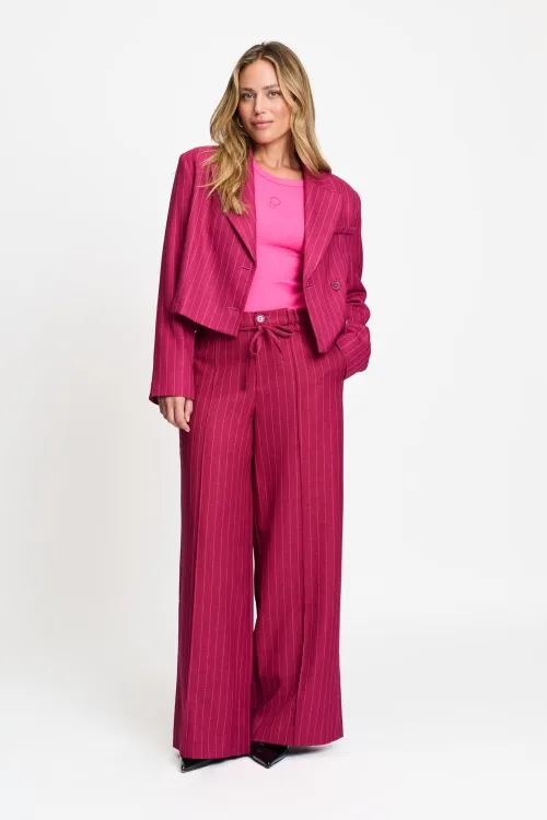 PANTS - Jess Striped Burgundy Red - Rood - Afbeelding 5