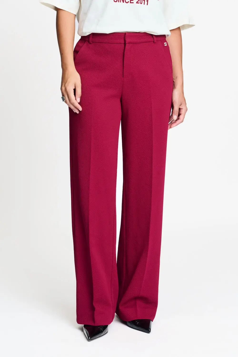 PANTS - Lara Burgundy Red - Rood