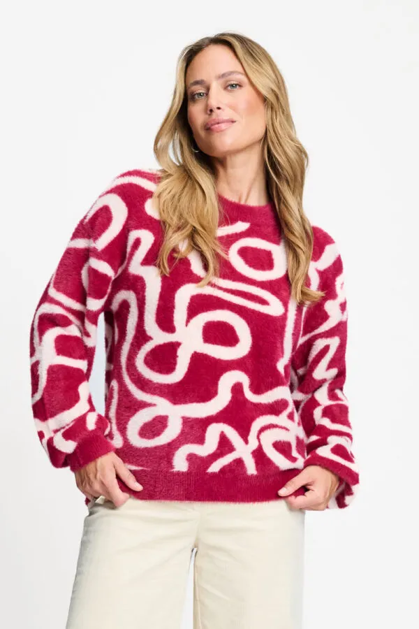 PULLOVER - Frida Bow Burgundy Red - Rood
