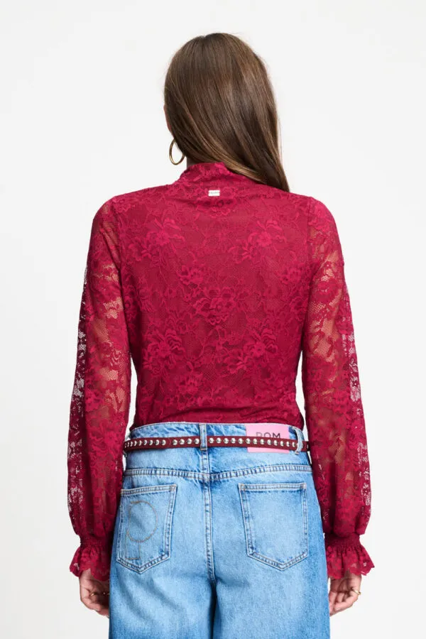 TURTLENECK - Ruby Lace Burgundy Red - Rood
