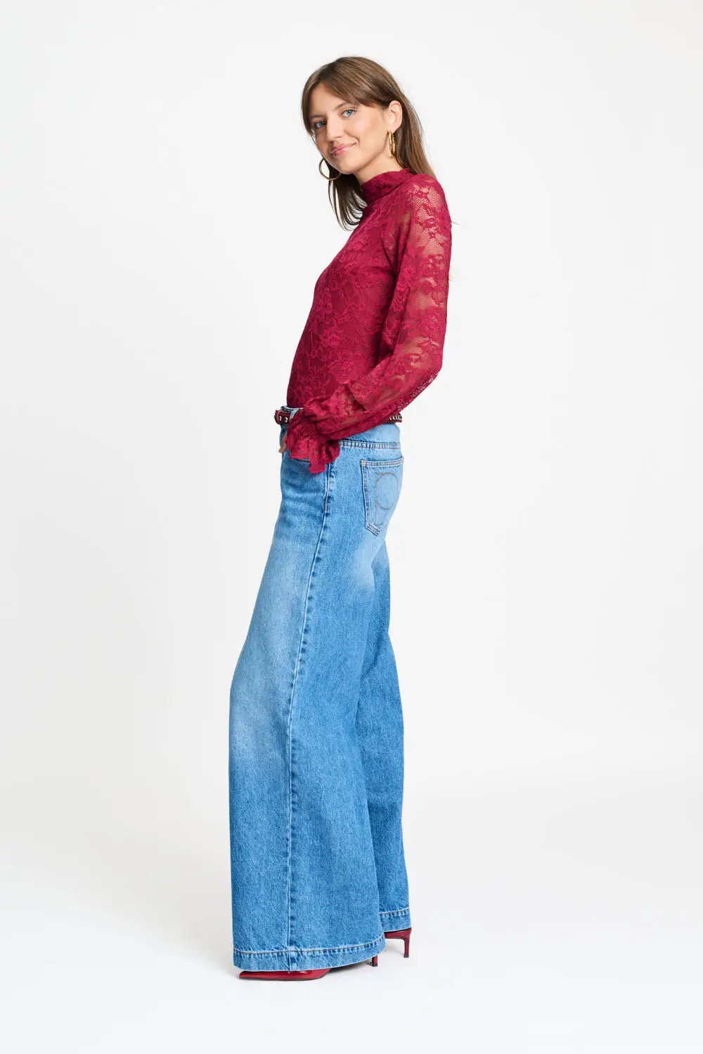 TURTLENECK - Ruby Lace Burgundy Red - Rood - Afbeelding 5