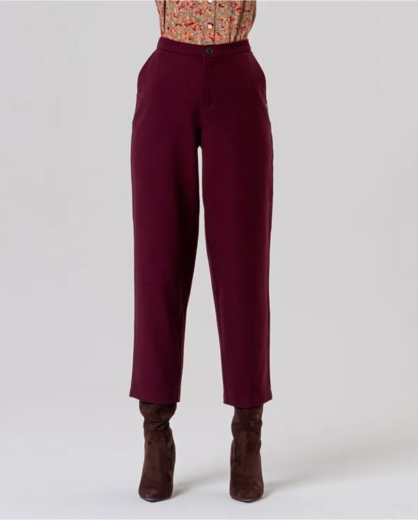 Straight Chino Style Pants - Maroon