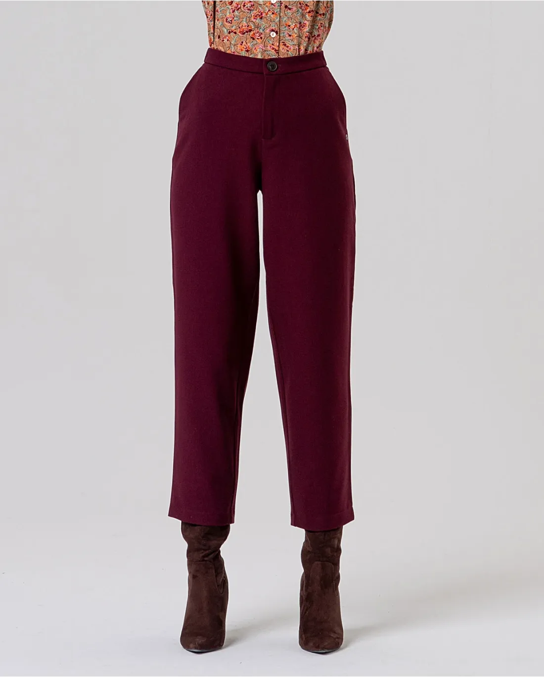 Straight Chino Style Pants - Maroon