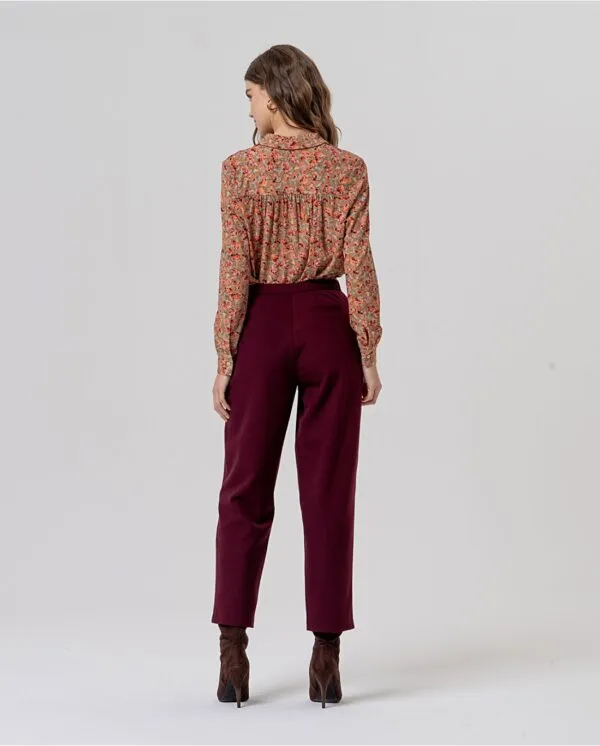 Straight Chino Style Pants - Maroon