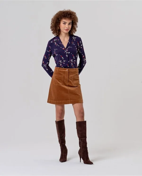 Short Skirt with Patch Pockets - toffee