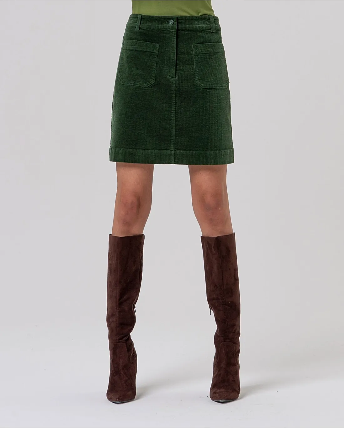 Short Skirt with Patch Pockets - Khaki - Afbeelding 3
