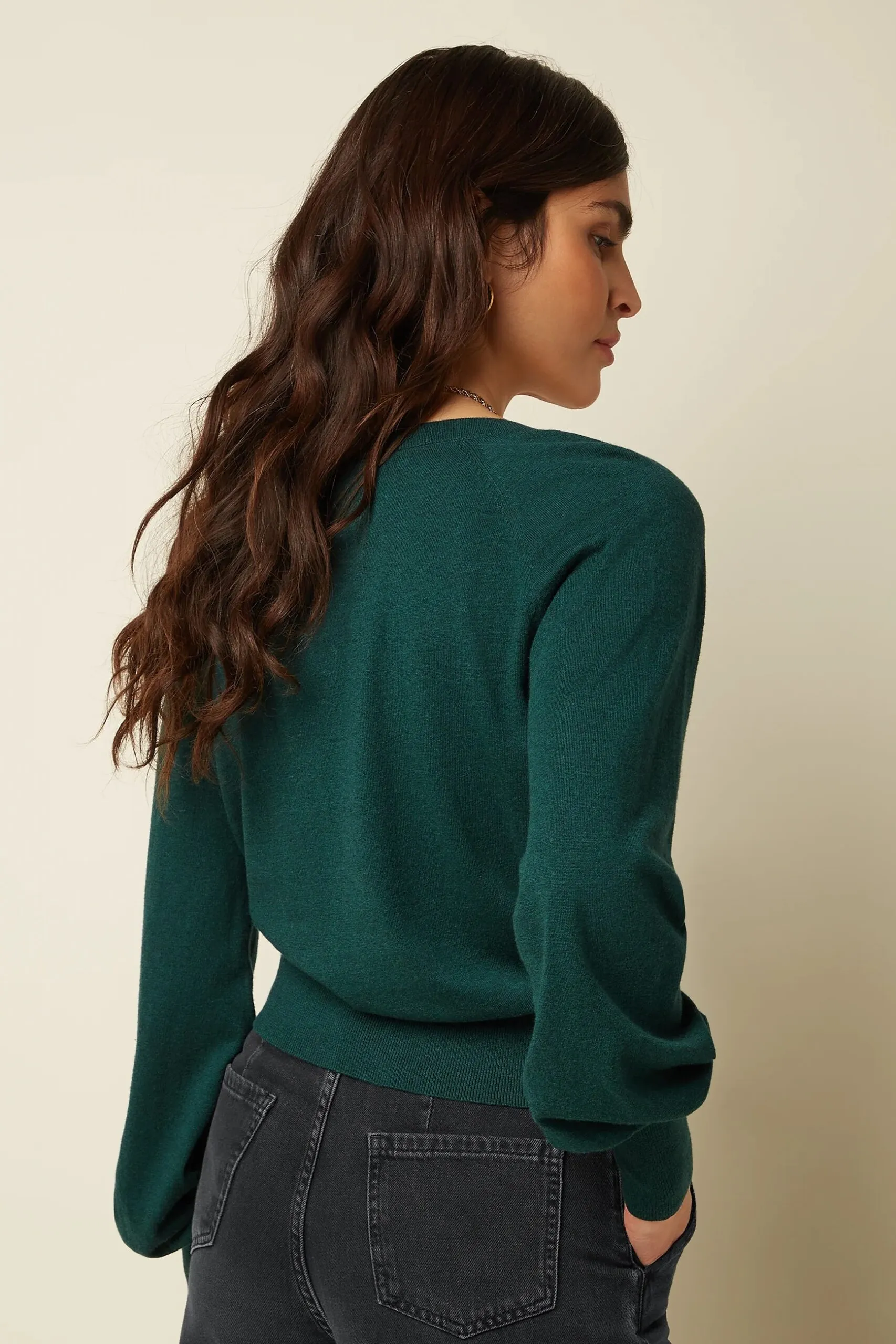 Cardi V Raglan Cocoon - pine green - Afbeelding 3