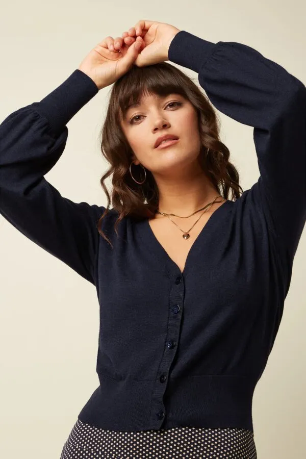 Cardi V Raglan Cocoon - Blauw