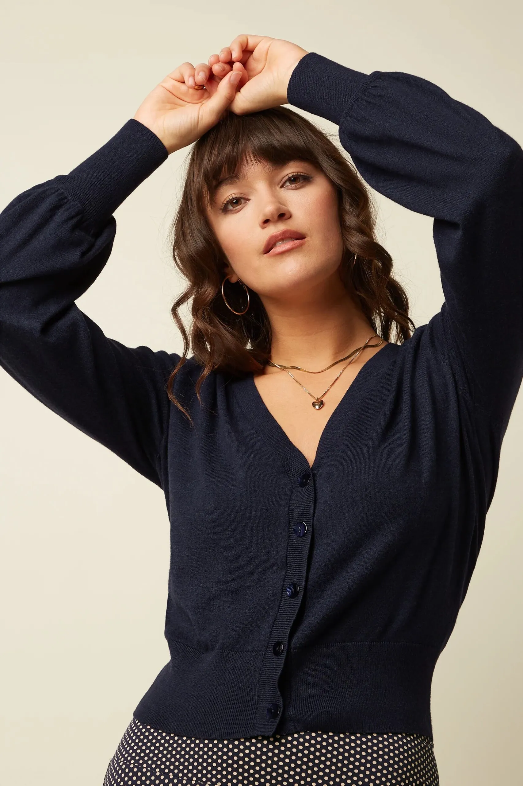 Cardi V Raglan Cocoon - Blauw