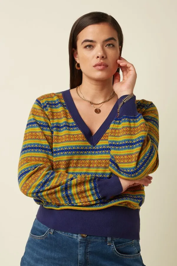 Bell Top V-Neck Rosedale - Multi color