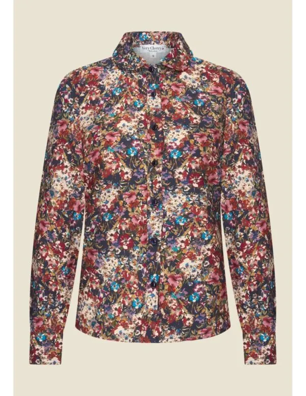 Classic Blouse Fleurs Marine Viscose - Multi color