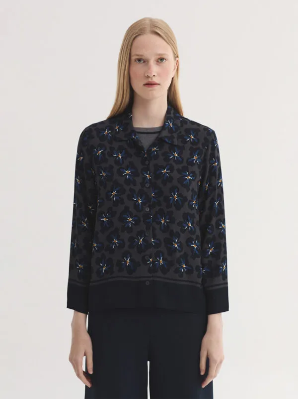 Bold flowers panneau print shirt - Grijs