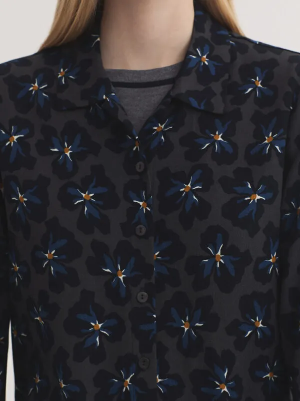 Bold flowers panneau print shirt - Grijs