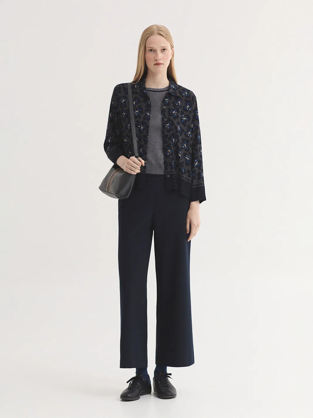 Bold flowers panneau print shirt - Grijs - Afbeelding 4