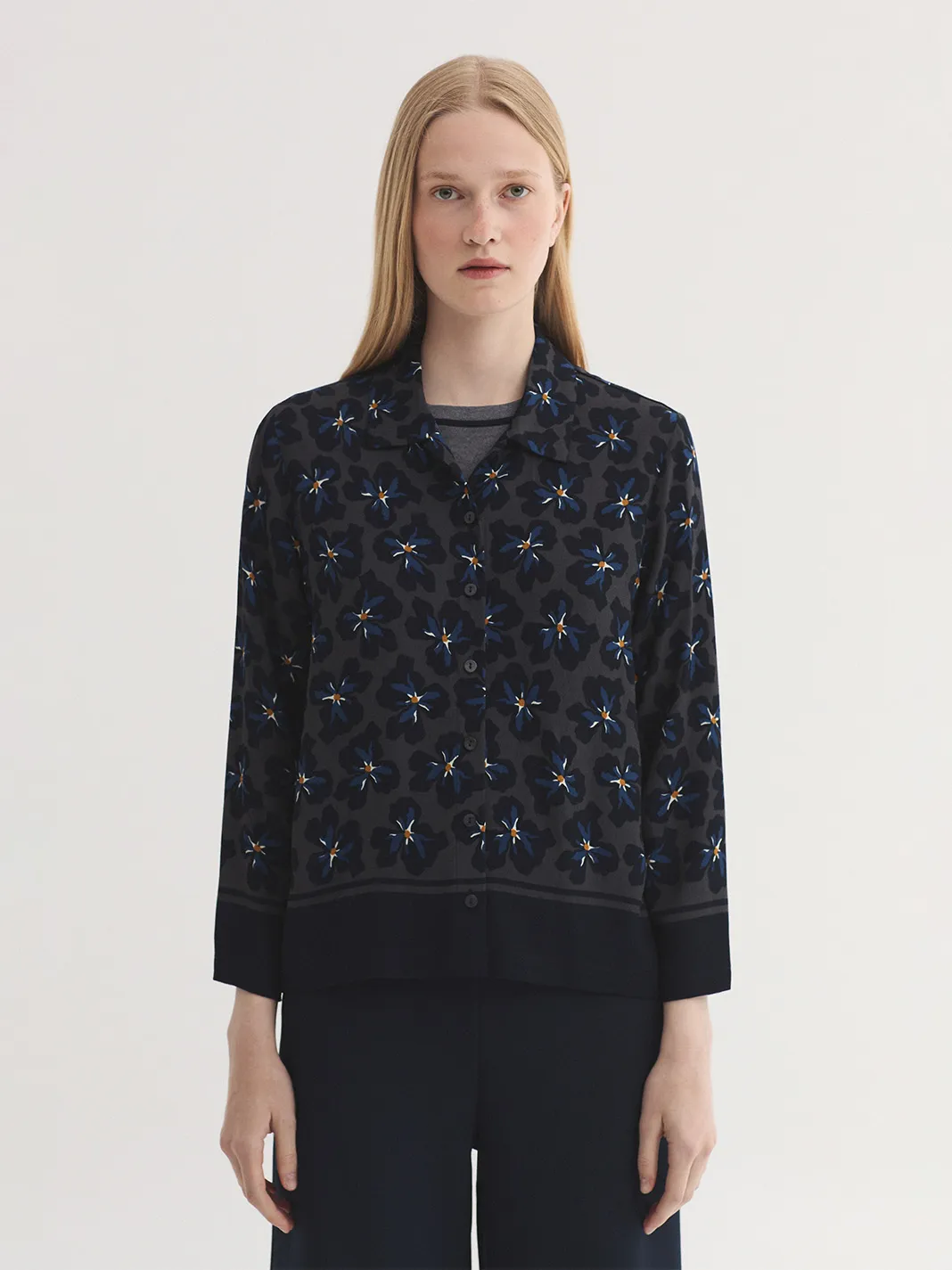 Bold flowers panneau print shirt - Grijs - Afbeelding 6