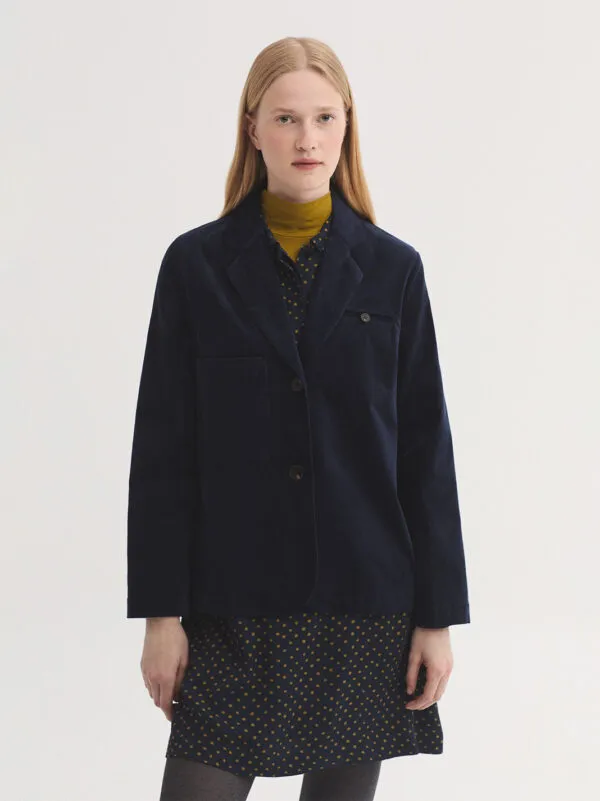 Plain corduroy blazer - Navy