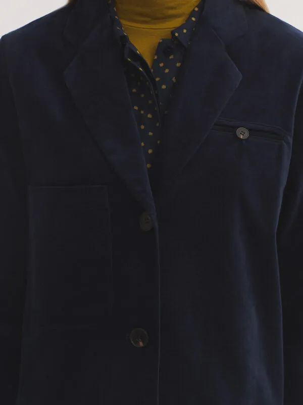Plain corduroy blazer - Navy
