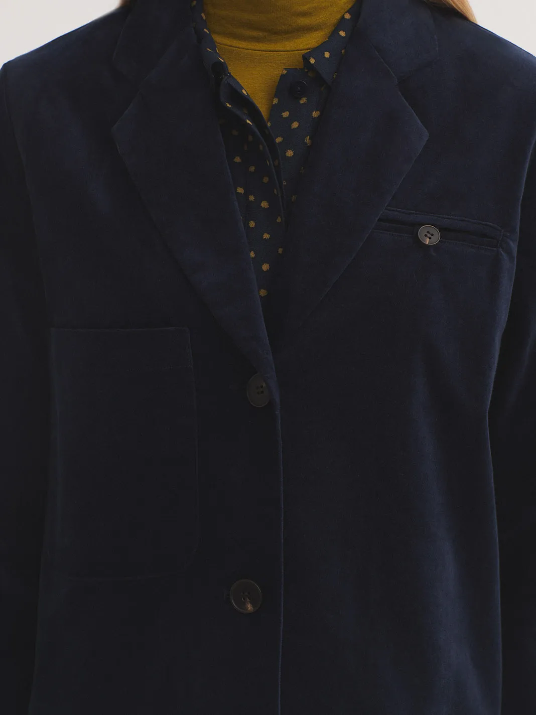 Plain corduroy blazer - Navy - Afbeelding 2