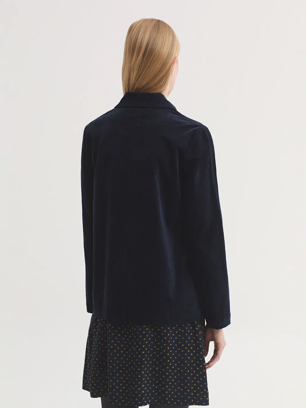 Plain corduroy blazer - Navy - Afbeelding 3