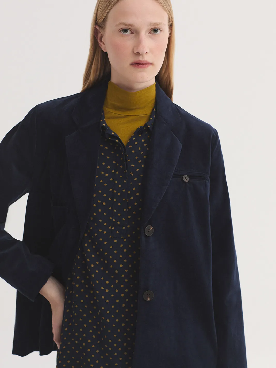 Plain corduroy blazer - Navy - Afbeelding 4