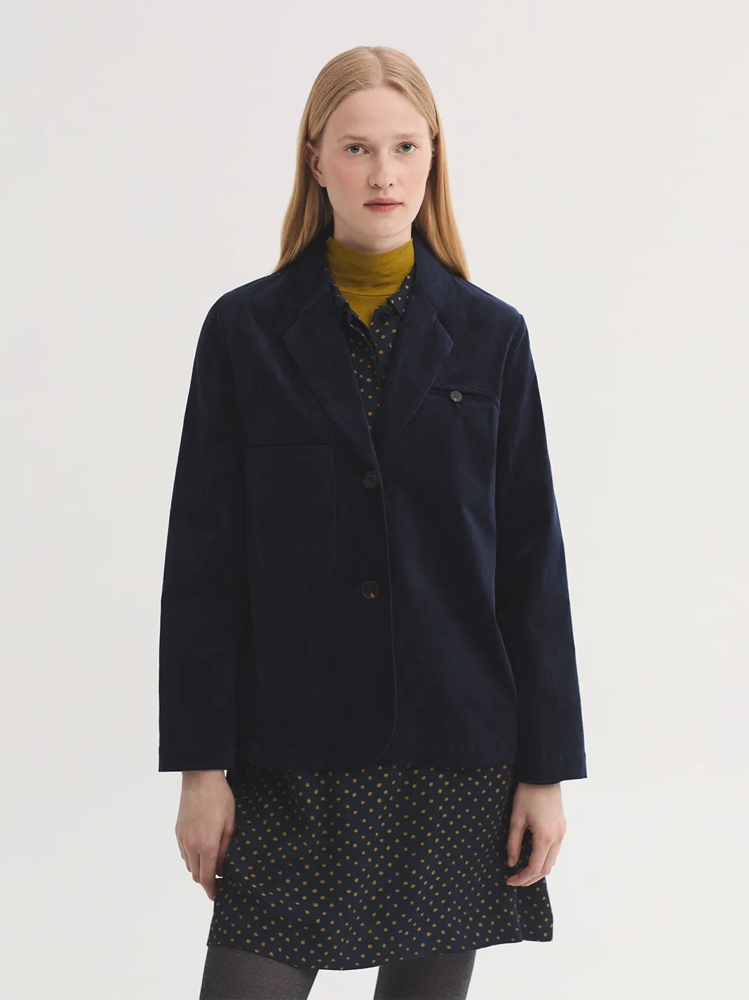 Plain corduroy blazer - Navy - Afbeelding 5