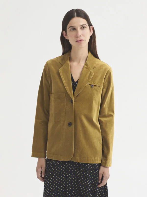 Plain corduroy blazer - Khaki green