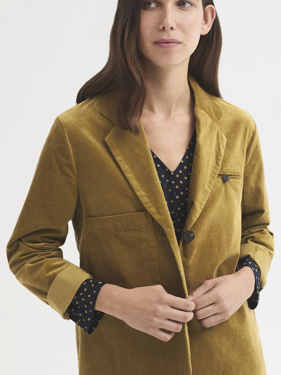 Plain corduroy blazer - Khaki green - Afbeelding 2