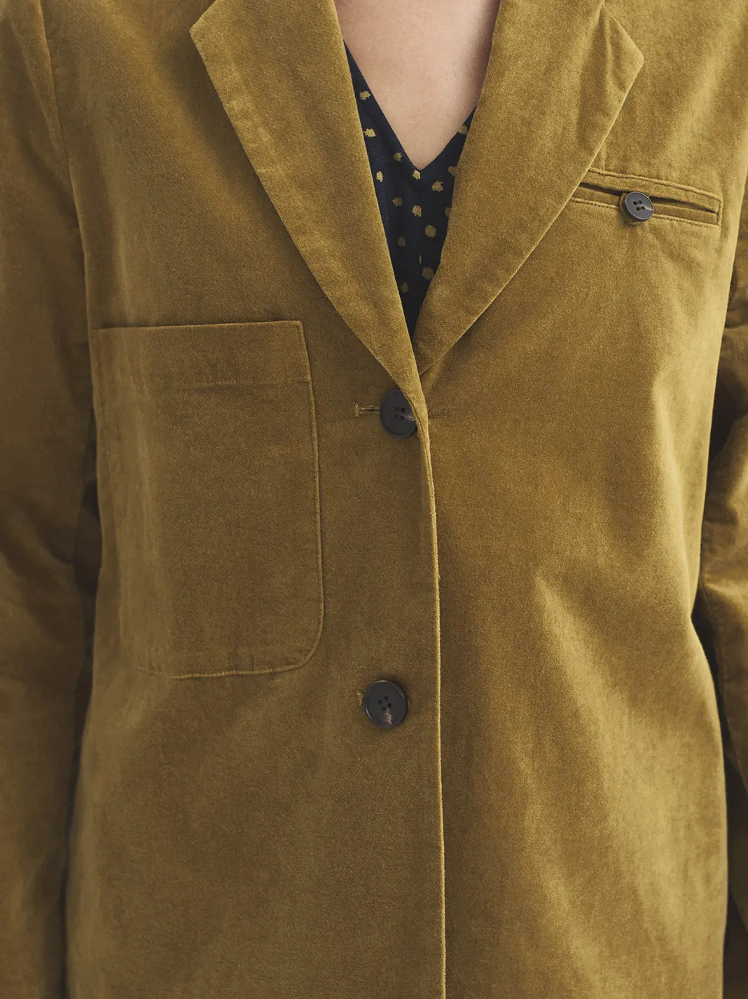 Plain corduroy blazer - Khaki green - Afbeelding 4